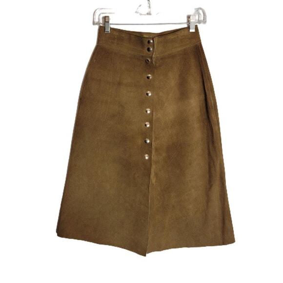 Leather Goose Dresses & Skirts - 70s Bohemian Suede Midi Skirt Authentic Vintage
